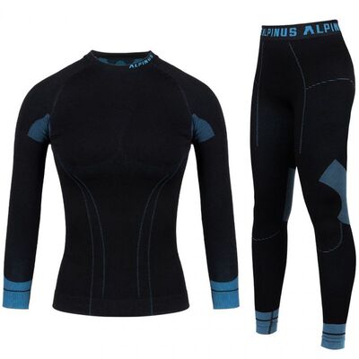 Alpinus Womens Tactical Base Layer Set Thermoactive Underwear - Black/Blue